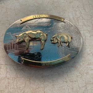 Montana Silversmiths Gold and Silver Champion Swine Belt Buckle